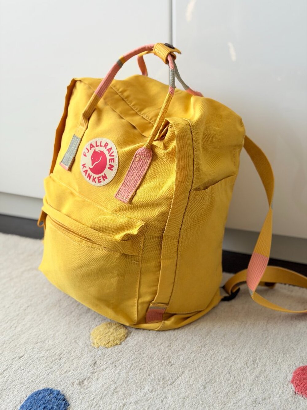 Fjällräven Classic 16L Warm Yellow Striped Webbing Backpack - As-Is Hardware